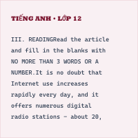 Bộ đề thi cuối kì 1 Tiếng Anh 7 có đáp án - Đề 5