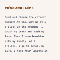 Bộ đề KSCL đầu năm Tiếng Anh lớp 5 có đáp án - Đề 1