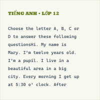 Trắc nghiệm Tiếng Anh 8 Unit 1 Reading có đáp án