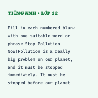Trắc nghiệm Tiếng Anh 10 Unit 8: Ecology and the Environment- Reading and Writing- iLearn Smart World có đáp án