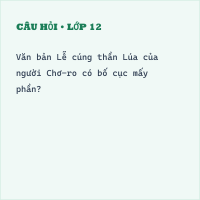 Trắc nghiệm Lễ cúng thần lúa của người Chơ – Ro có đáp án