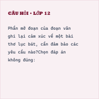 Trắc nghiệm Viết đoạn văn thể hiện cảm xúc về một bài thơ lục bát có đáp án