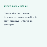 Trắc nghiệm Tiếng Anh 8 Unit 1 - Từ vựng: Các hoạt động tiêu khiển - có đáp án