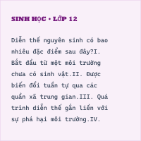 Trắc nghiệm Sinh Học Bài 41 (có đáp án): Diễn thế sinh thái (phần 2)