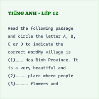 Đề thi giữa học kì 1 môn Tiếng Anh lớp Đề 1