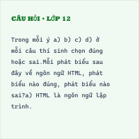 Bộ Đề thi giữa kì 1 môn Tin lớp 12 có đáp án (Đề số 1)
