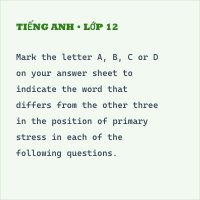 Đề thi giữa kì 1 Tiếng Anh 10 có đáp án- Đề 3
