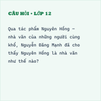 Trắc nghiệm Nguyên Hồng - nhà văn của những người cùng khổ có đáp án (Phần 2)