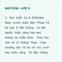 Đề thi giữa kì 1 môn Ngữ Văn lớp 9 có đáp án (Đề 1)