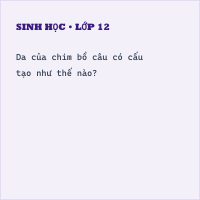 Trắc nghiệm Sinh học Bài 41 (có đáp án): Chim bồ câu