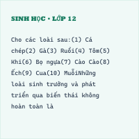 Trắc nghiệm Sinh Học Bài 37 (có đáp án): Sinh trưởng và phát triển ở động vật (Phần 1)