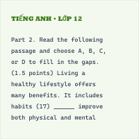 Đề thi chính thức vào 10 Tiếng Anh Sở GD&ĐT Bạc Liêu năm 2025 có đáp án