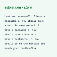 Bài tập Tiếng Anh lớp 5 Unit 11: What's the matter with you? có đáp án